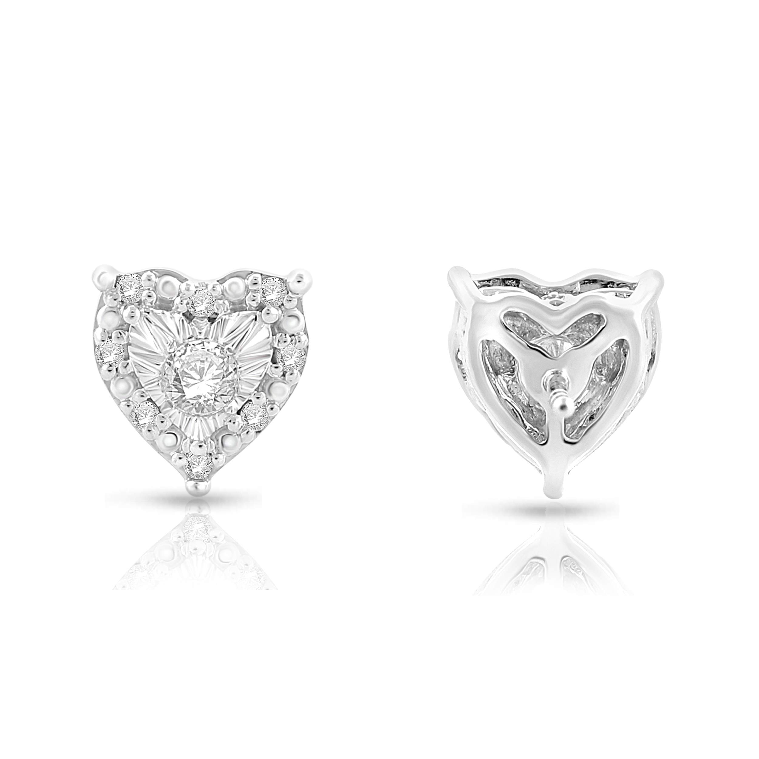 NATALIA DRAKE 1/4 Cttw Diamond Heart Earrings or Necklace for Women in 925 Sterling Silver