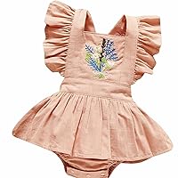 Infant Baby Girl Dress Summer Cute Flowers Embroidered Sling Crawl Clothes Package Fart Baby to Girls Holiday