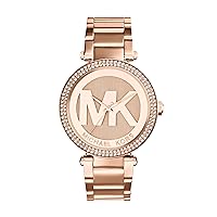 Michael Kors Parker Women's Watch, Stainless Steel and Pavé Crystal Watch for Women with Steel, Leather, or Silicone Band