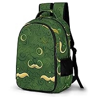 Mustache Pattern Travel Backpack Double Layers Laptop Backpack Durable Daypack for Men Women
