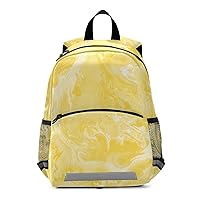 ALAZA Lemon Yellow Marble Kids Toddler Backpack Purse for Girls Boys Kindergarten Preschool School Bag w/Chest Clip Leash Reflective Strip