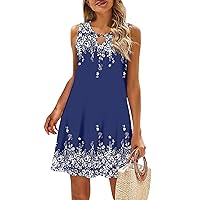 Women's Casual Summer Sleeveless Dresses Plus Size Swing Tank Dress Hawaiian Beach Sundress with Pockets 2024