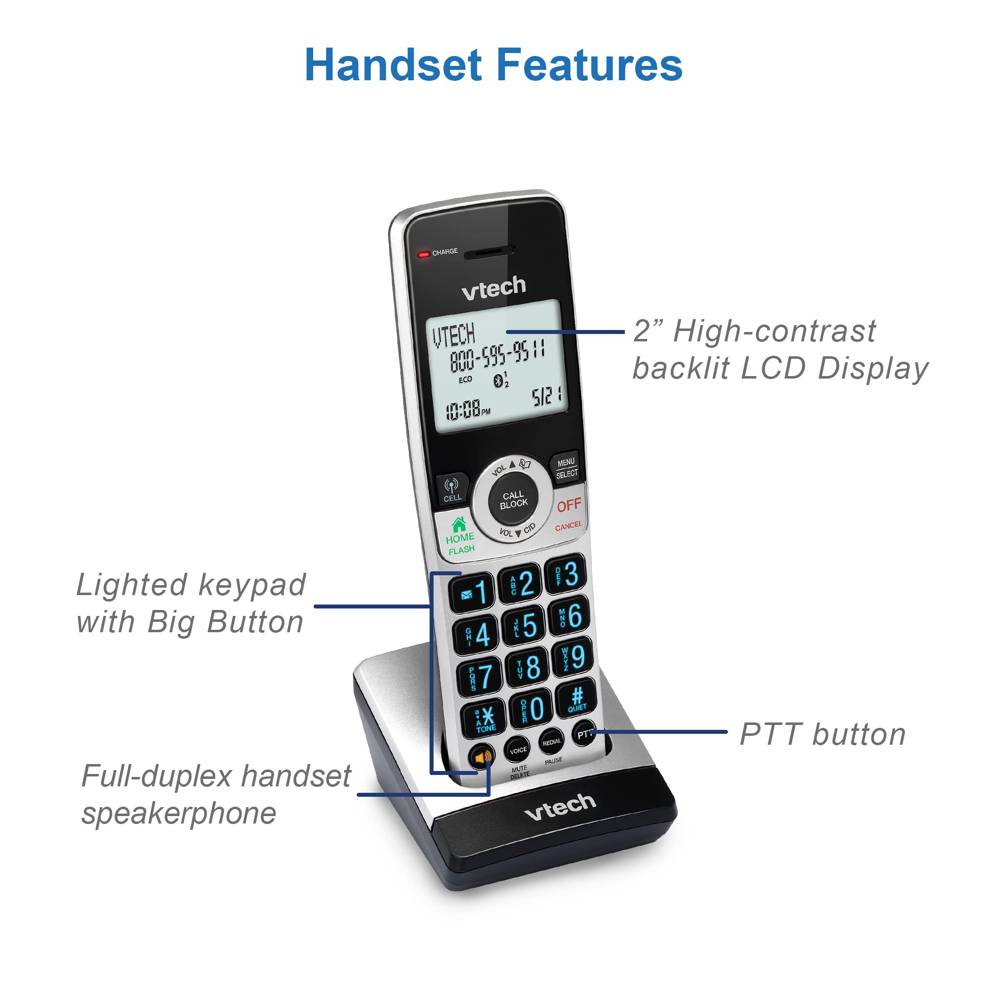 VTech IS8251-3 Business Grade 3-Handset Expandable Cordless Phone for Home Office, 5