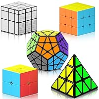 Vdealen Speed Cube Set, Cube Bundle 2x2 3x3 Pyramid Dodecahedron Mirror Magic Cube Pack, Puzzle Cube Collection Toys Easter Valentines Day Gift for Kids Teens Adults [5 Pack]