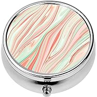 Mini Portable Pill Case Box for Purse Vitamin Medicine Metal Small Cute Travel Pill Organizer Container Holder Pocket Pharmacy Abstract Realistic Liquid Paint Marbling Effect Fluid Art Technique sp