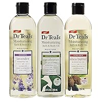 Dr. Teals Bath & Body Oil Variety Gift Set (3 Pack, 8.8oz Ea.) - Soothing Lavender, Rejuvenating Eucalyptus, & Ultra Rich Shea Butter - Essential Oils Hydrate Skin & Alleviate Daily Stress