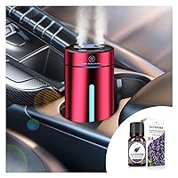 Smart Car Air Fresheners Rechargeable Ultrasonic Atomized Refreshing Experience Contains 4 Bottles of 10ml French Natural Fragrance Adjustable Concentration Auto On/Off Use in Car or Home(Wine red)