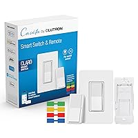 Claro Smart Switch 3-Way Kit with Pico Paddle Remote and Wire Label Stickers | Works with Alexa, Apple Home, Google Assistant (Hub Required) | Neutral Wire Required | DVRF-PKG1S-WH | White