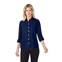Foxcroft Women's Cole Long Sleeve with Roll Tab Stretch Solid Shirt