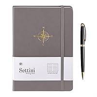 Journal with Pen - Hardcover Notebook - Lined Journal - A5 Notebook - Writing Journal with Luxury Pen (Grey Compass)