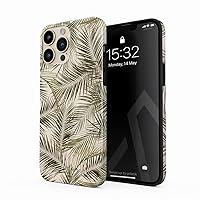 BURGA Phone Case Compatible with iPhone 14 PRO - Hybrid 2-Layer Hard Shell + Silicone Protective Case -Green Palm Leaves Leaf Tropical Exotic Natural Earthy - Scratch-Resistant Shockproof Cover