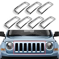 HONETECH(TM) Chrome Triple Front Grille Grill Inserts Trims for Jeep Patriot 2011-2016