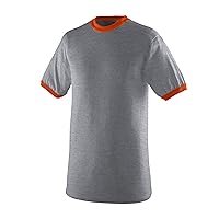 Augusta Sportswear XX-Large Ringer Tee Shirt, Athletic Heather/Orange