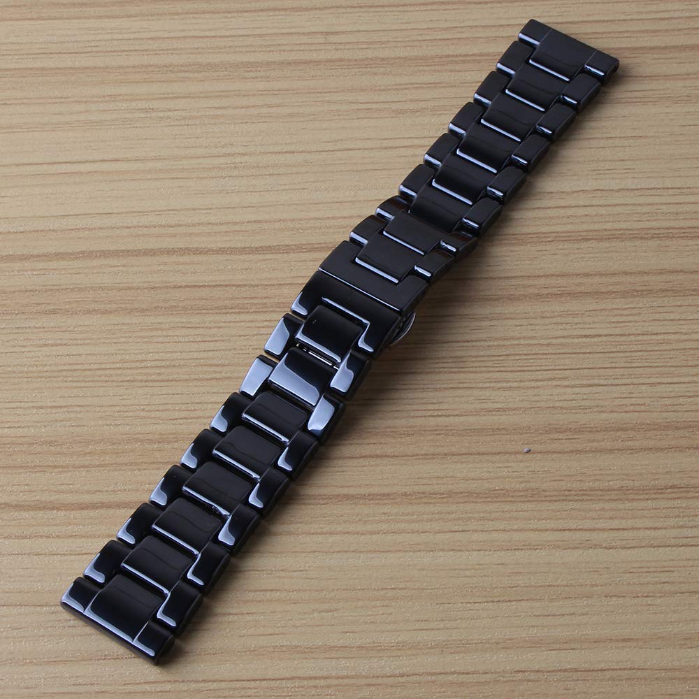 Replacement Watchband Ceramic Black Matte Polished Watch Strap Bracelet 22mm Longer for Men Wrist Bands New