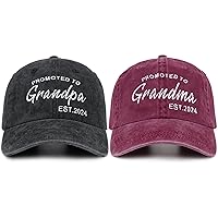 Mother and Dad Hats for Parents, Grandpa and Grandma - Pregnancy Announcement Mom Dad Baseball Cap 2 Pack