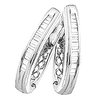 0.38 Carat (Ctw) Sterling Silver Baguette Diamond Hoop Earrings 3/8 Ctw, Sterling Silver