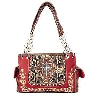 Texas West Women's Cross Flower Shoulder Handbag Purse in Multi-Color 5266