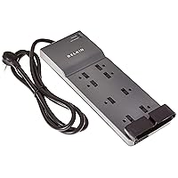 Belkin 8-Outlet Power Strip Surge Protector w/Flat Plug, 6ft Cord – Ideal for Computers, Home Theatre, Appliances, Office Equipment (3,550 Joules) - (Pack of 3)