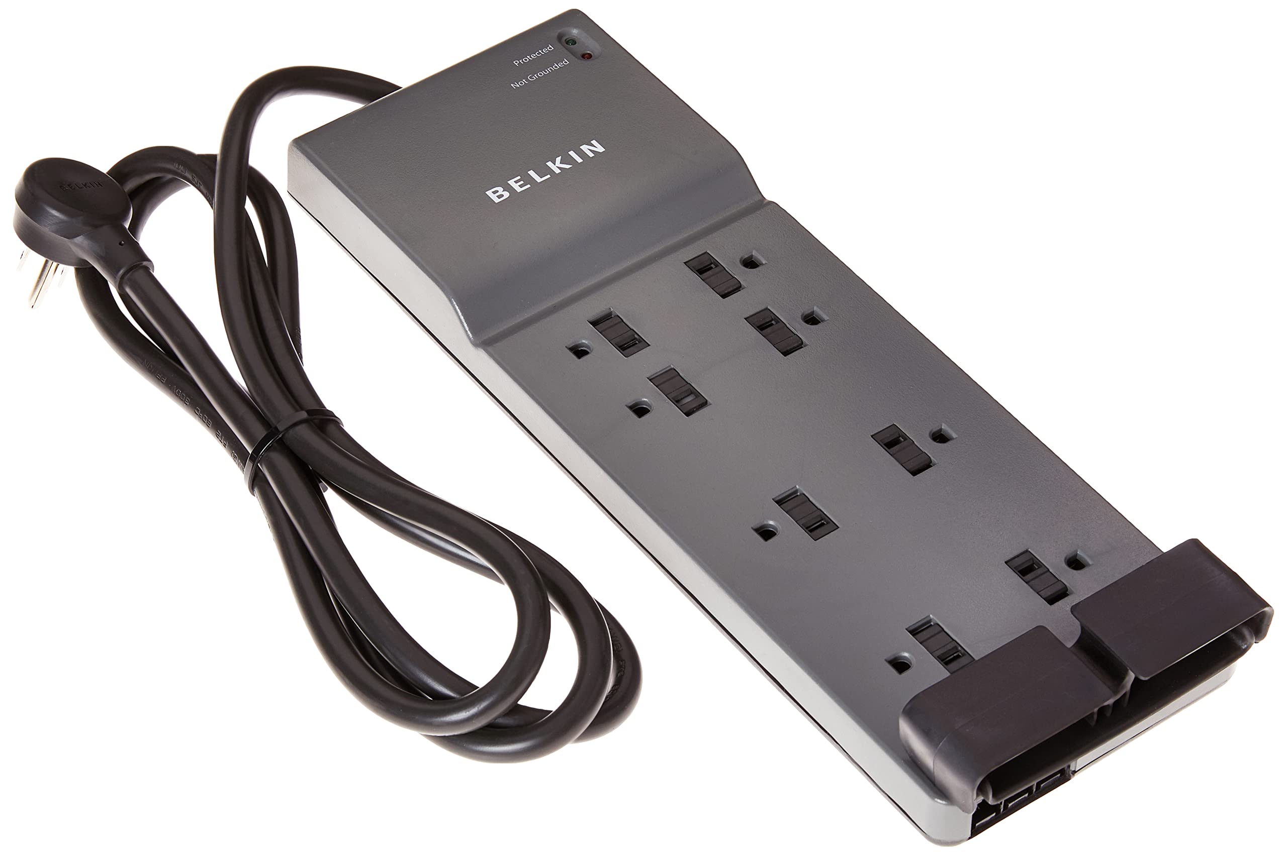 Belkin 8-Outlet Power Strip Surge Protector w/Flat Plug, 6ft Cord – Ideal for Computers, Home Theatre, Appliances, Office Equipment (3,550 Joules) - 3 Pack
