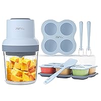 HEYVALUE Baby Food Maker, 13-in-1 Baby Food Processor Sets, Baby Food Puree Blender for Fruit, Vegatable, Meat, with Baby Food Containers, Freezer Tray, Silicone Spoons, Silicone Spatula (Light Blue)