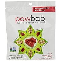 powbab Baobab Superfruit Chews® – with 750mg Raw Antioxidant Baobab Powder Organic, 100% Antioxidants Immune Booster Superfood for Cold Season Anti Aging, Non-GMO, Gluten Free. 6 Chews Pouch (5 Pack)