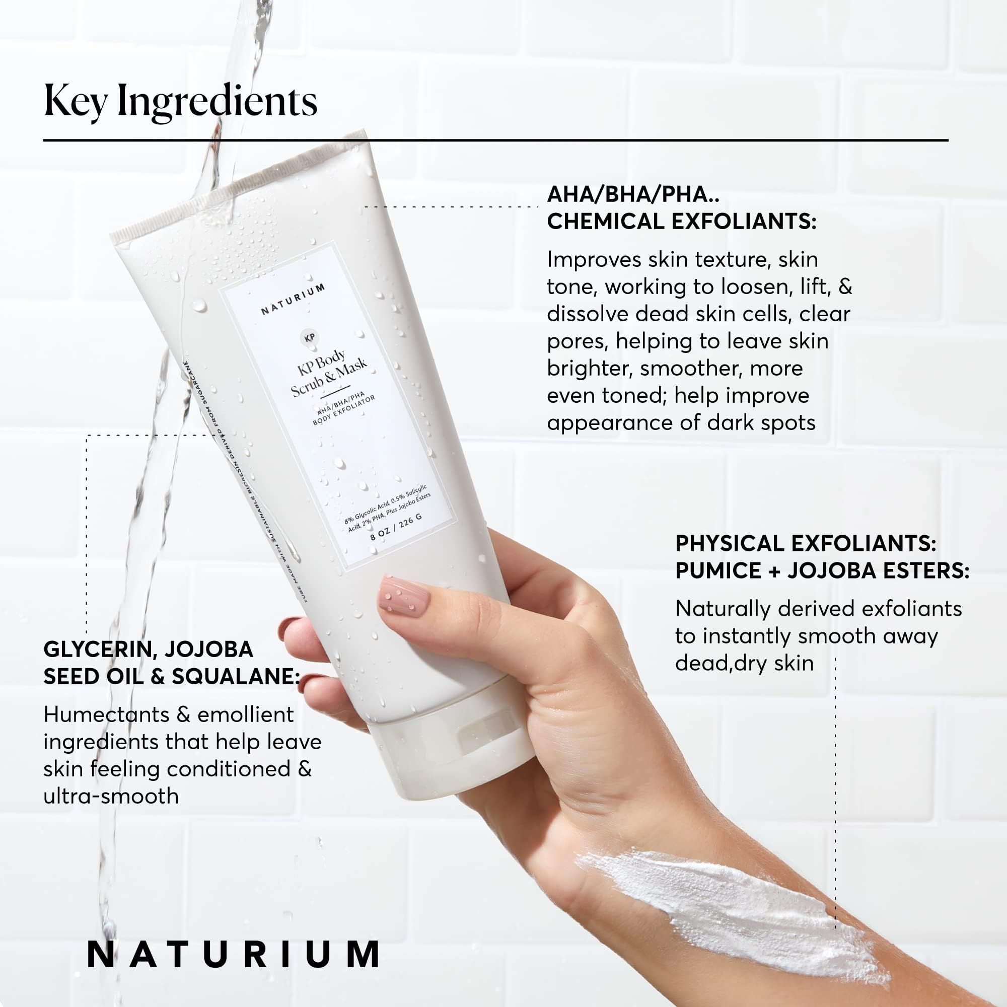 Naturium KP Body Scrub & Mask for Keratosis Pilaris, Bump Eraser Shower Scrub & Exfoliator for Skin, 8 oz