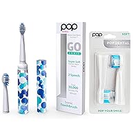 Pop Sonic Electric Toothbrush (Blue Bubble) + Bonus Pack - Travel Toothbrushes w/AAA Battery | Kids Electric Toothbrushes with 2 Speed