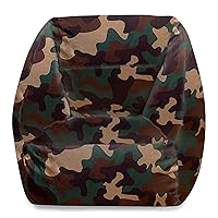 Posh Creations Structured Comfy Bean Bag Chair for Gaming, Reading and Watching TV, Coronado Chair, Nylon - Camo Green