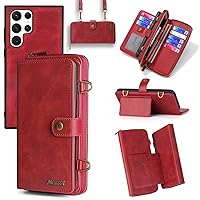 Multifunctional Mobile Phone Case Selfadaptive Deck Mini Cross-body Mobile Phone Card Holder Suitable for Samsung s9/10/20/21/22ultra A53/30 Series Models (Red, Samsung A53 5G)