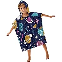 Toddler Towels with Hood for Ages 2-8, Cartoon Space Planet Kids Hooded Bath Towel, 59