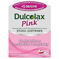 Dulcolax Pink Stool Softener, Docusate Sodium, 100 mg Soft Gel Tablets, 25 Count