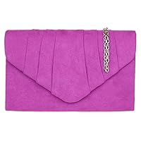 Womens Faux Suede Pleated Clutch Bag