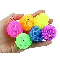 Curious Minds Busy Bags 24 Mini Puffer Chicks - Small Novelty Toy - Soft Air Filled Hairy Party Favors Balls - Cute Easter Gift - Chicken Lover Bulk 2 Dozen
