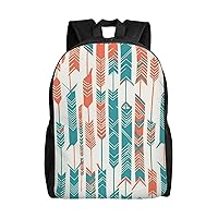Laptop Backpack 16.1 Inch with Compartment Coral and Teal Arrows Laptop Bag Lightweight Casual Daypack for Travel