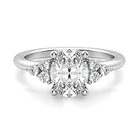 Kiara Gems 2.50 Carat Oval Diamond Moissanite Engagement Rings, Wedding Ring Eternity Band Vintage Solitaire Halo Hidden Prong Setting Silver Jewelry Anniversary Promise Ring Gift