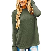Timuspo Womens Long Sleeve Jumpers Knitted Crew Neck Oversized Sweatshirts Solid Pullover Sweater Ladies Tops