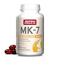 Jarrow Formulas MK-7 180 mcg, Bioactive Form of Vitamin K2 For Bone and Cardiovascular Health, Vitamin K2 MK-7 Dietary Supplement, 30 Softgels, 30 Day Supply