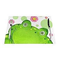 PlacematsWelcome Frog Printed Dining Table Placemats Washable Dining Table Mats Heat-Resistant Easy to Clean Non-Slip Indoor Or Outdoor Use
