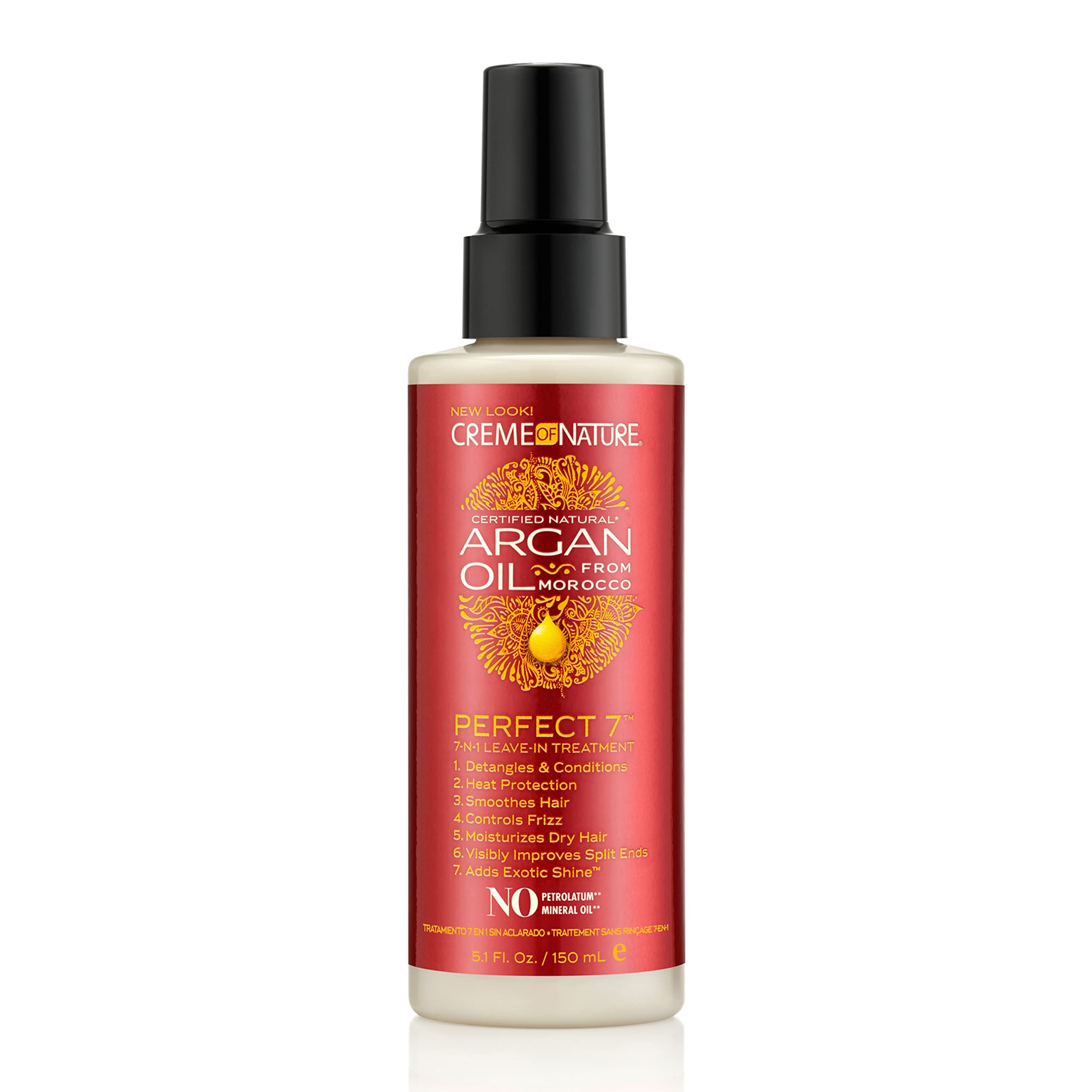 Argan Oil for Hair, Perfect 7-in-1 Leave-in Treatment by Creme of Nature, for Healthy Hair with Exotic Shine, 5.1 Fl Oz (Package May Vary)