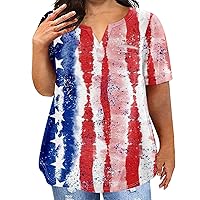 July 4th Shirts for Women 2024 Summer Spring Women Workout Tops Short Sleeve V-Neck Flowy Tee Shirts