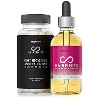 DHT Blocker and Botanical Hair Growth Oil - Supplement with Saw Palmetto, Biotin, and Vitamins to Stop Hair Loss and Regrow Hair - Treatment for Dry Damaged Hair and Scalp