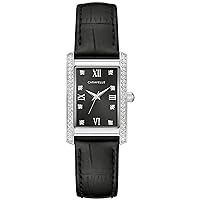 by Bulova Ladies' Classic Crystal 3-Hand Quartz Watch, Roman Numeral Markers, Rectangle Case, Curved Mineral Crystal