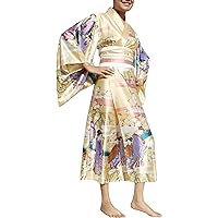 Brand Full Kimono Dress Outfit Blended Chinese Silk Sakura Gaesha