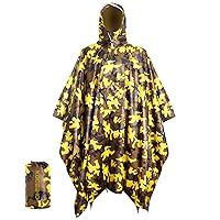 Camouflage Rain Poncho, Military Waterproof Camo Ponchos, Lightweight Emergency Hooded Raincoat, Multi Use Rain Suit