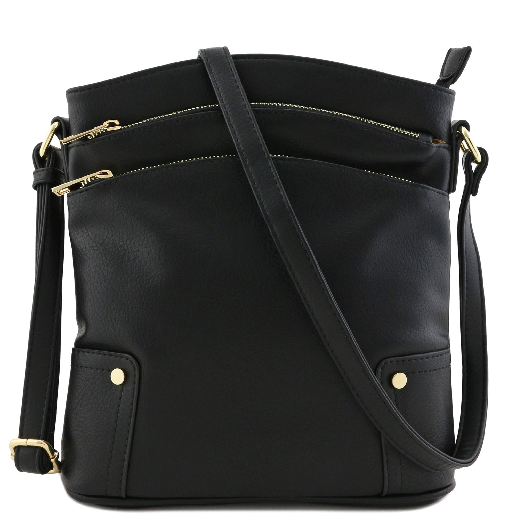 ALYSSA Triple Zip Pocket Large Crossbody Bag