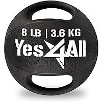 Yes4All Medicine Ball Dual Grip/Exercise Weighted Ball with Handles for Cardio Workout, Strength Training and Balance Enhancement