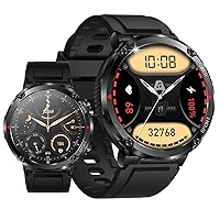 JUSUTEK (2023 New) Outdoor Smart Watch with Call Function, 1.6-inch Round Military Standard Watch, HD Horn, IP68 Waterproof, Smart Watch, Multi-Function Management, 640 Capacity Batteries, Music