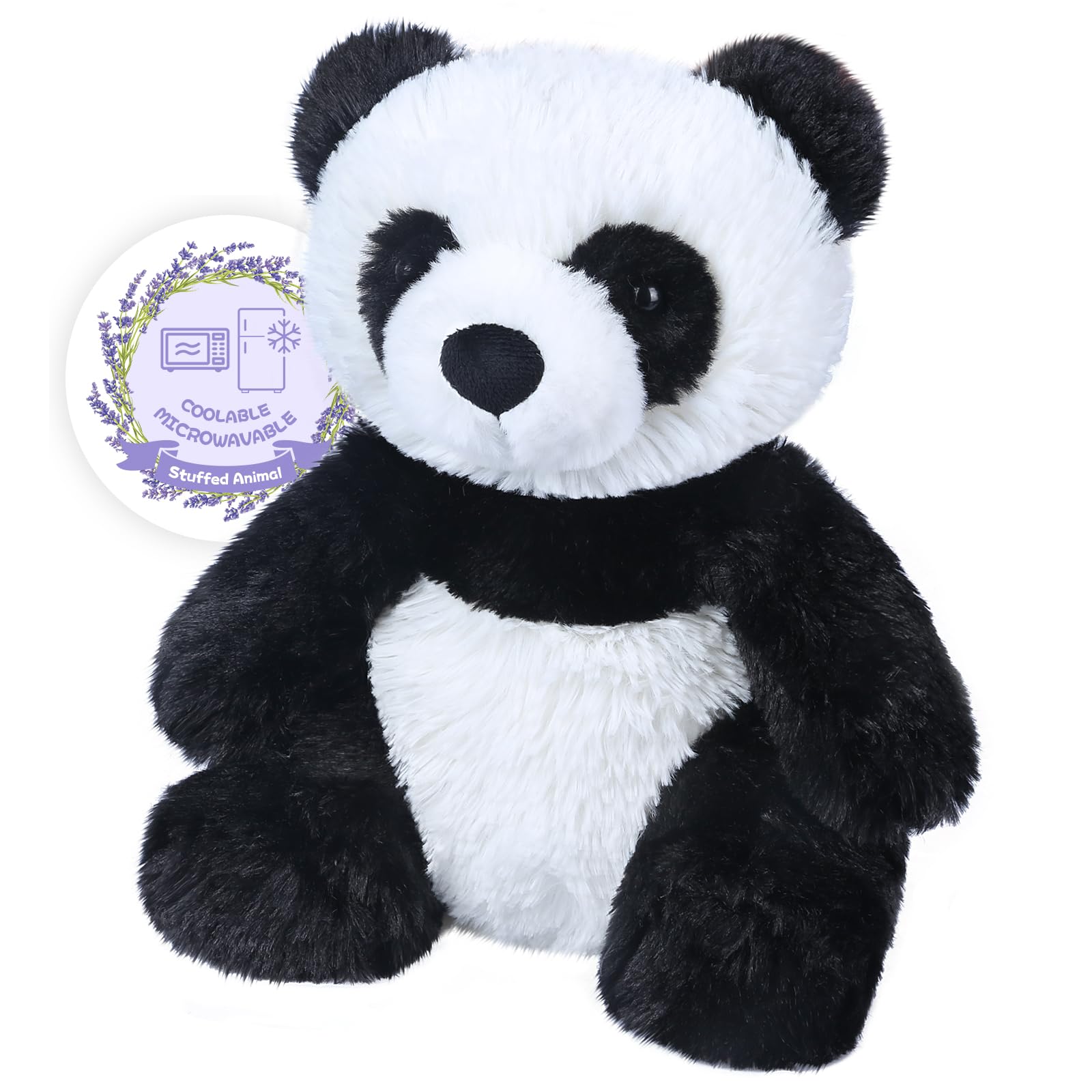 SuzziPals Warmable Panda Stuffed Animals, Microwave Heating Pads for Cramps, Anxiety & Stress Relief, Cuddly Panda Plushies with Lavender Scent, Heatable & Coolable Stuffed Panda Bear, Panda Gifts