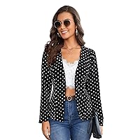 Milumia Women's Elegant Open Front Blazer Polka Dot Work Outerwear Jacket