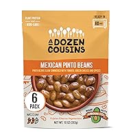 A Dozen Cousins Seasoned Pinto Beans, Vegan and Non-GMO Meals, Microwaveable Beans Ready to Eat Made with Avocado Oil (Mexican Pinto Beans, 6-Pack)